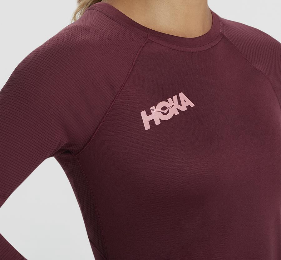 Hoka One One Tops Womens Brown - Performance 3/4 Sleeve - 39741XWSZ